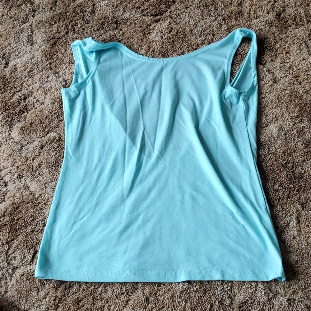 Blue open back tank